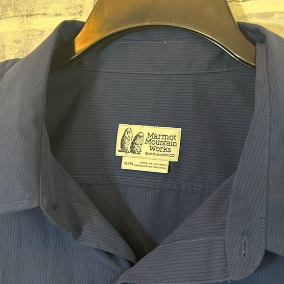 Marmot NWT Men's XL Arctic Navy Aerobora L/S Button Down Woven Shirt Outdoor - Picture 6 of 10